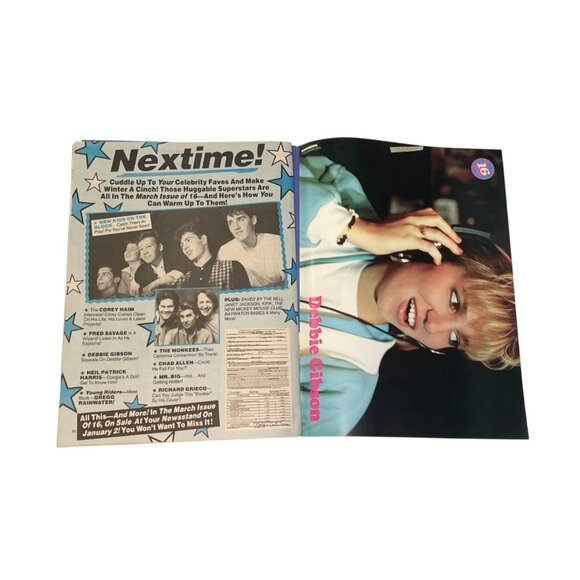 16 Magazine February 1990 New Kids NKOTB Richard Greico Monkees Debbie Gibson - Picture 2 of 7